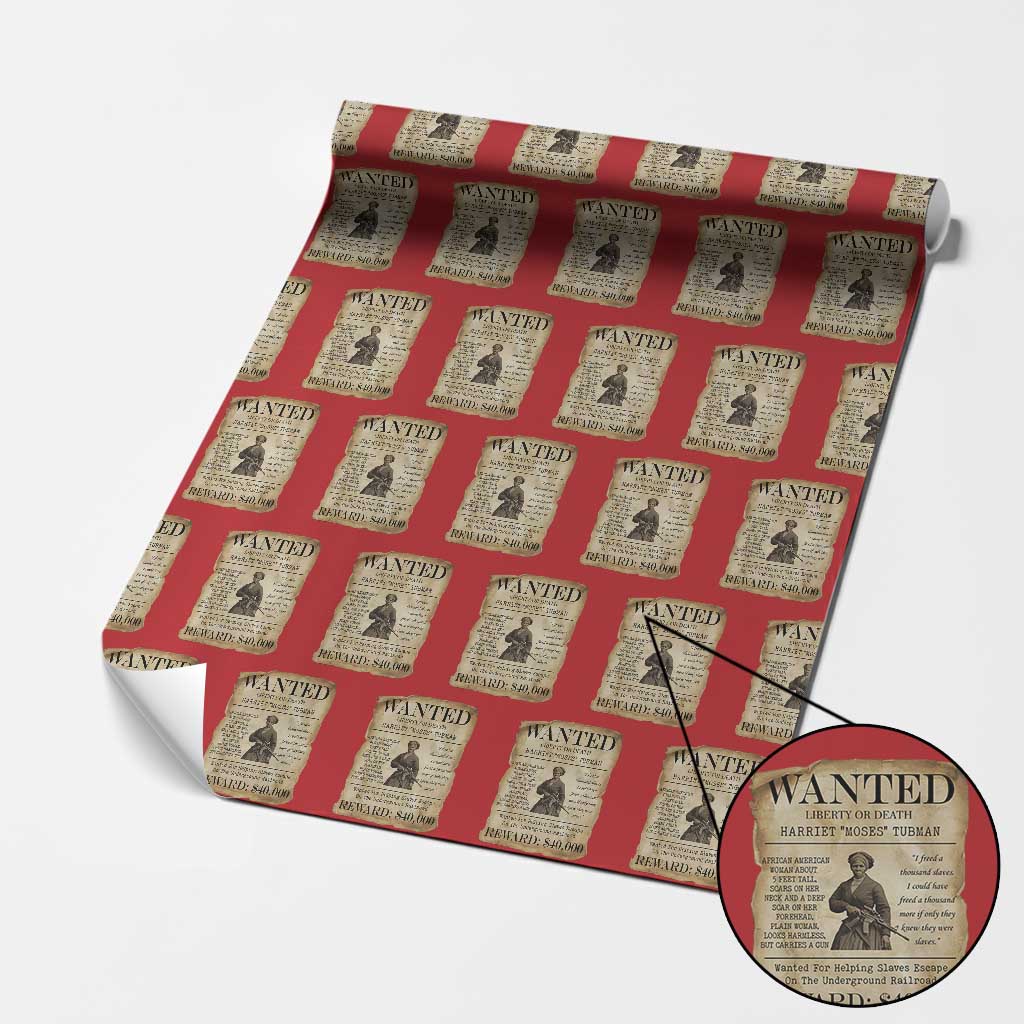 Vintage Harriet Tubman Poster Wrapping Paper Roll Wanted For Helping Slaves Escape - Wonder Print Shop