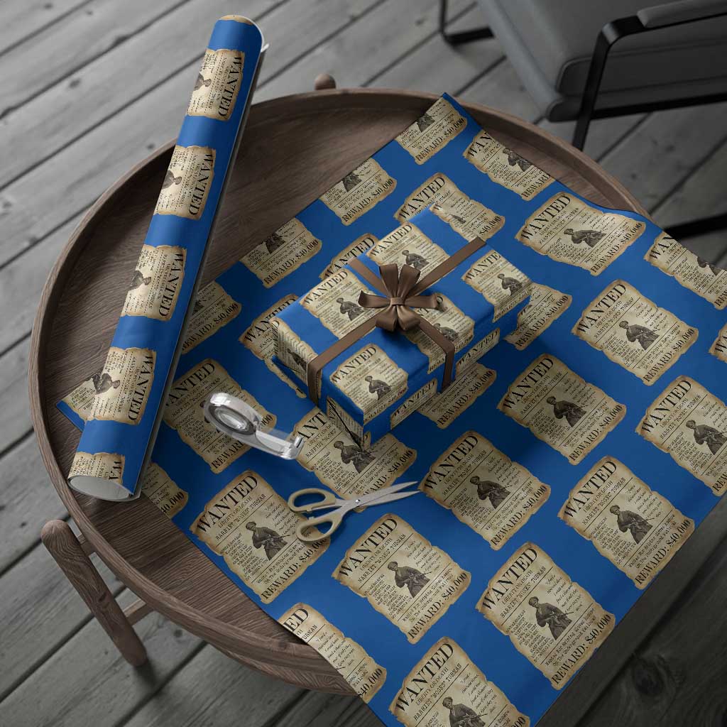 Vintage Harriet Tubman Poster Wrapping Paper Roll Wanted For Helping Slaves Escape - Wonder Print Shop
