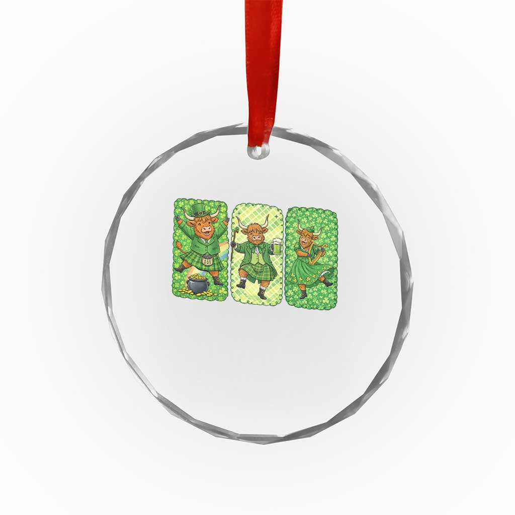 Vintage Highland Cow St Patricks Day Crystal Glass Ornament Farm Lover Gift