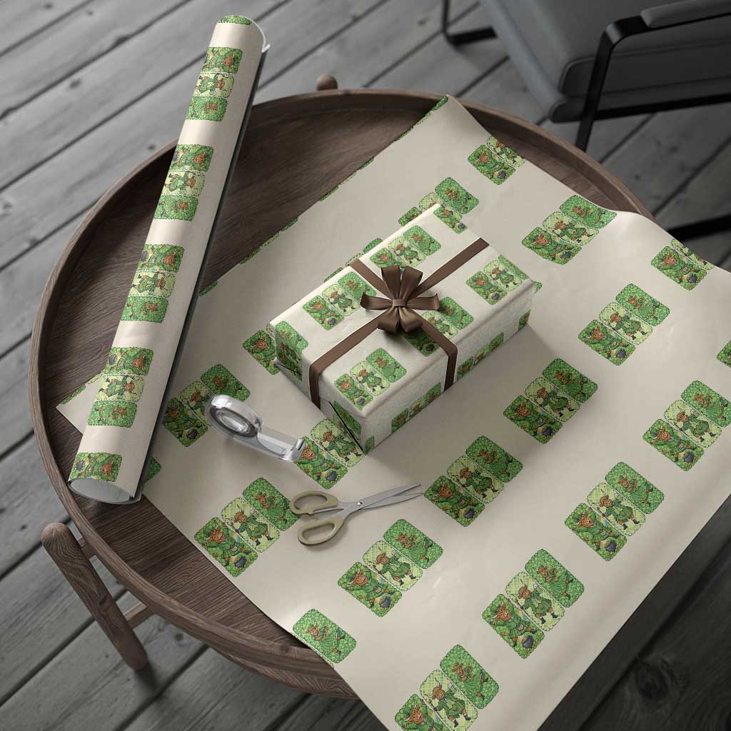 Vintage Highland Cow St Patricks Day Wrapping Paper Roll Farm Lover Gift