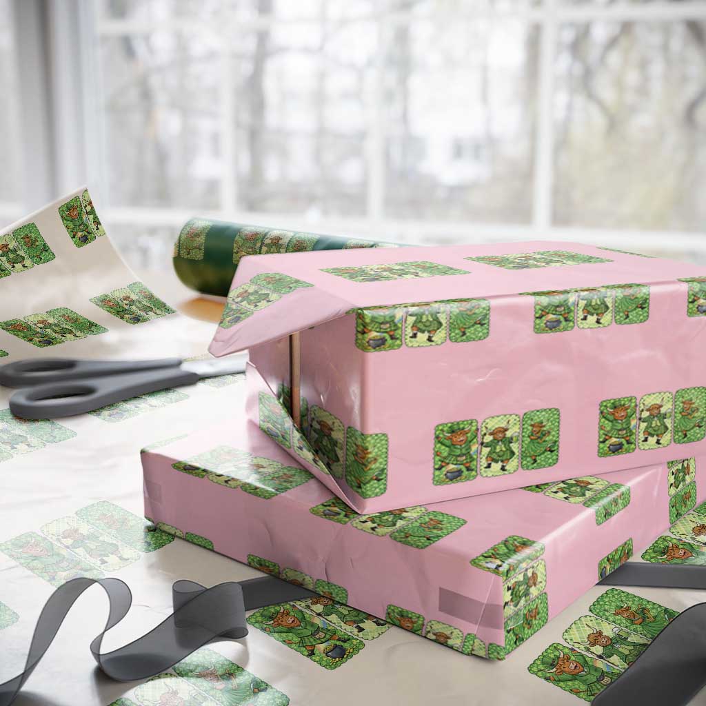 Vintage Highland Cow St Patricks Day Wrapping Paper Roll Farm Lover Gift