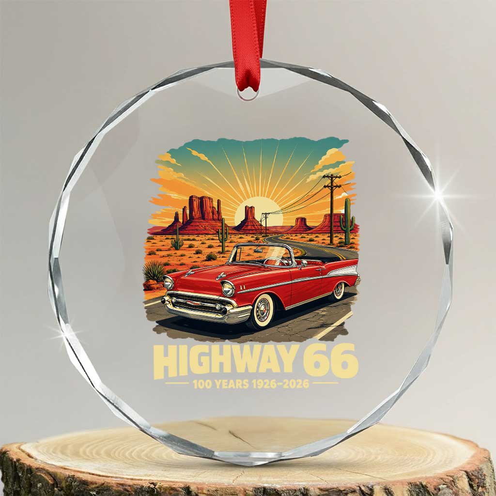 Vintage Highway 66 100th Anniversary Souvenir Crystal Glass Ornament