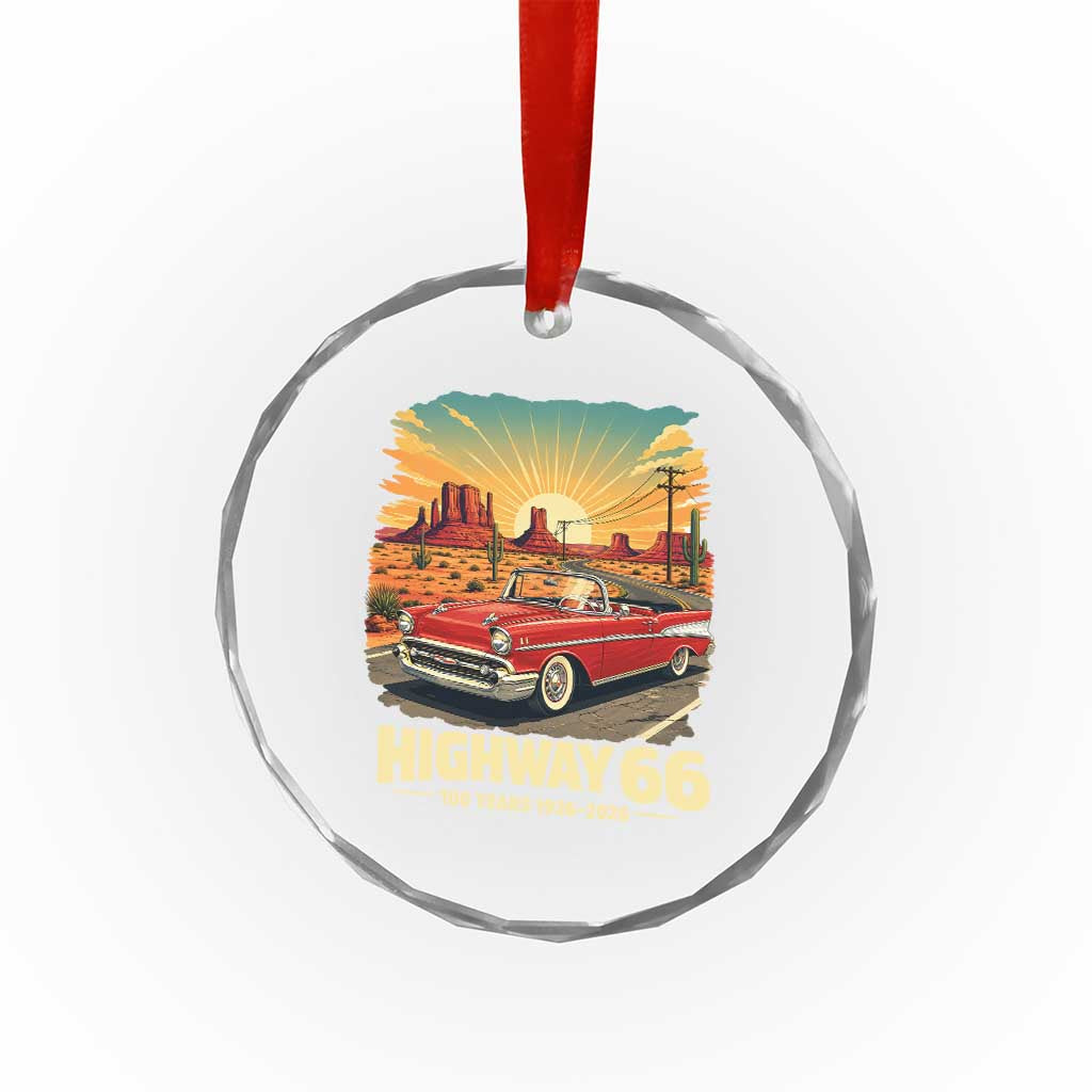 Vintage Highway 66 100th Anniversary Souvenir Crystal Glass Ornament