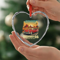 Vintage Highway 66 100th Anniversary Souvenir Heart Crystal Glass Ornament