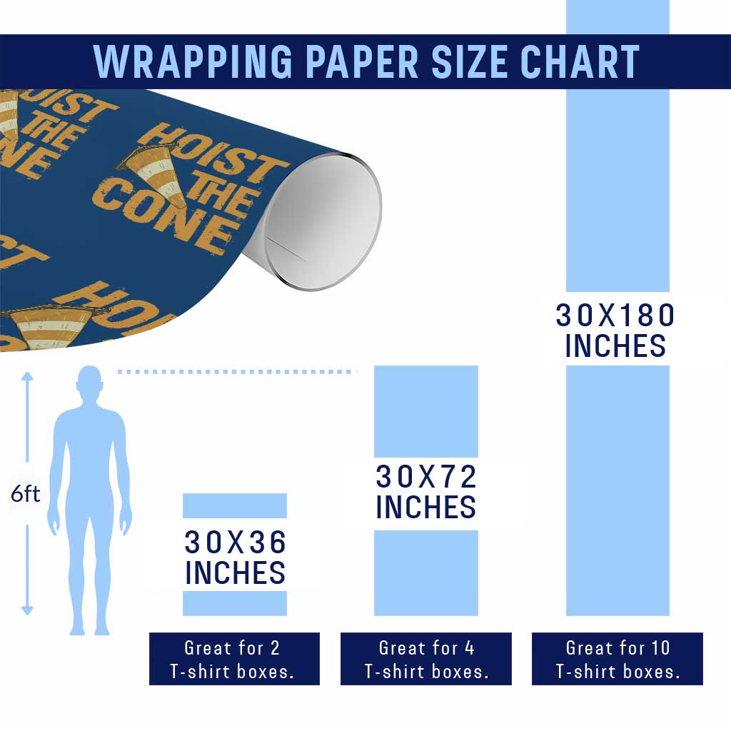 Vintage Hoist The Cone Distressed Graphic Wrapping Paper Roll Funny Sports Meme Baseball Fan Victory Celebration