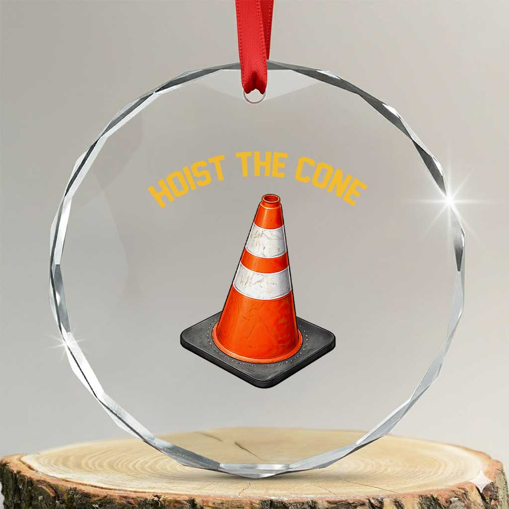 Vintage Hoist The Cone Victory Graphic Crystal Glass Ornament Funny Baseball Fan Pride Celebration IYKYK Meme
