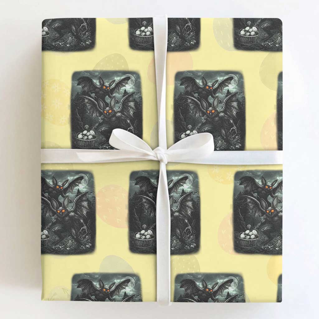 Vintage Horror Mothman Easter Wrapping Paper Roll Folklore Monster Lover Gift