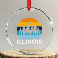 Vintage Illinois Mountain Forest Crystal Glass Ornament Nature Adventure Gift