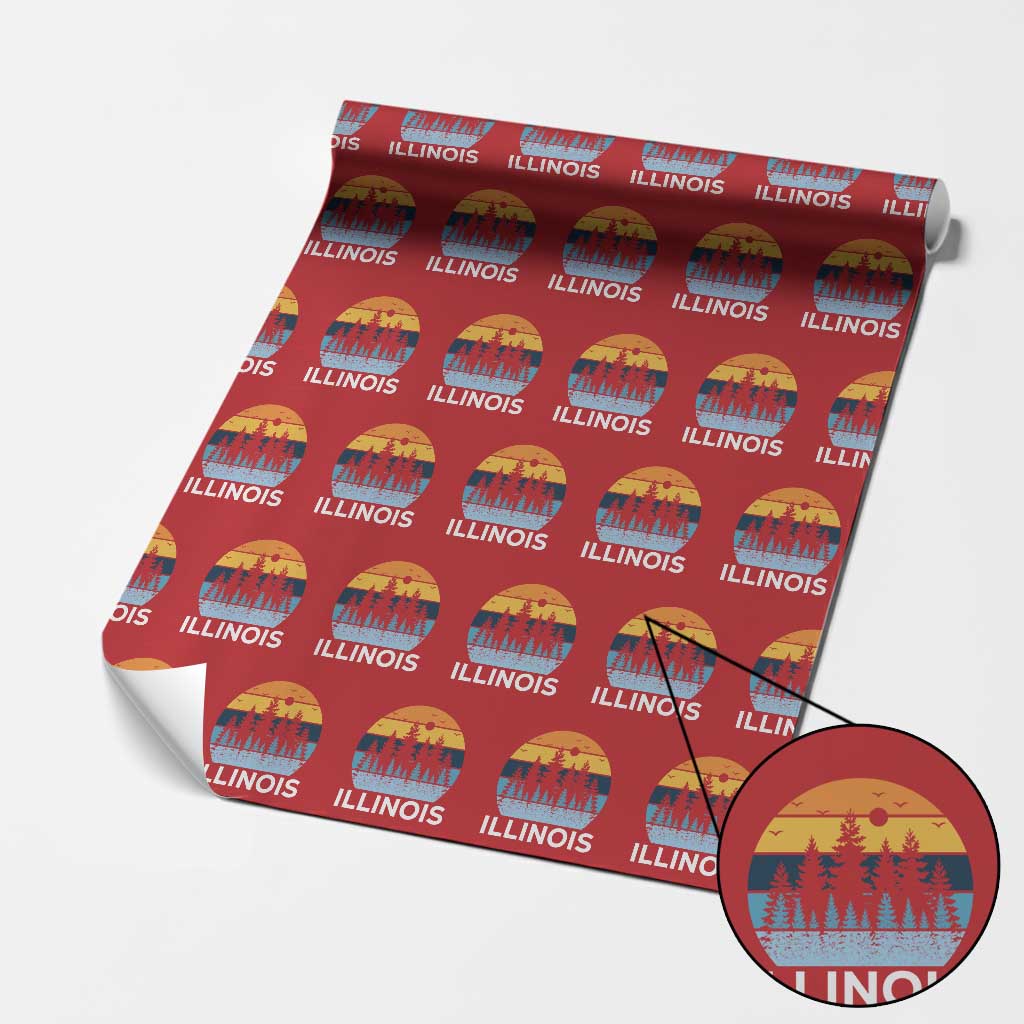 Vintage Illinois Mountain Forest Wrapping Paper Roll Nature Adventure Gift