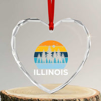 Vintage Illinois Mountain Forest Heart Crystal Glass Ornament Nature Adventure Gift