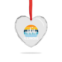Vintage Illinois Mountain Forest Heart Crystal Glass Ornament Nature Adventure Gift