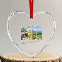 Vintage Illinois State Route Highway 66 Heart Crystal Glass Ornament Southwest Souvenir