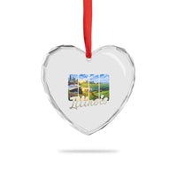 Vintage Illinois State Route Highway 66 Heart Crystal Glass Ornament Southwest Souvenir