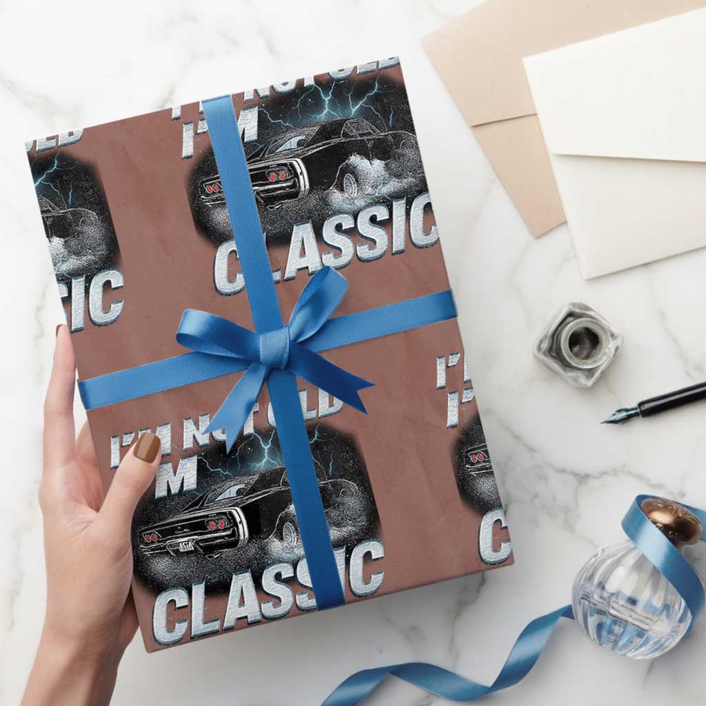 Vintage I'm Not Old I'm Classic Wrapping Paper Roll Funny Car Graphic Racing Drift Car