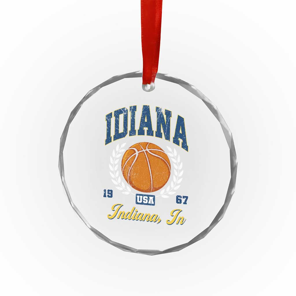 Vintage Indiana Basketball Graphic Crystal Glass Ornament Retro 1967 Sports Indianapolis IN Fan