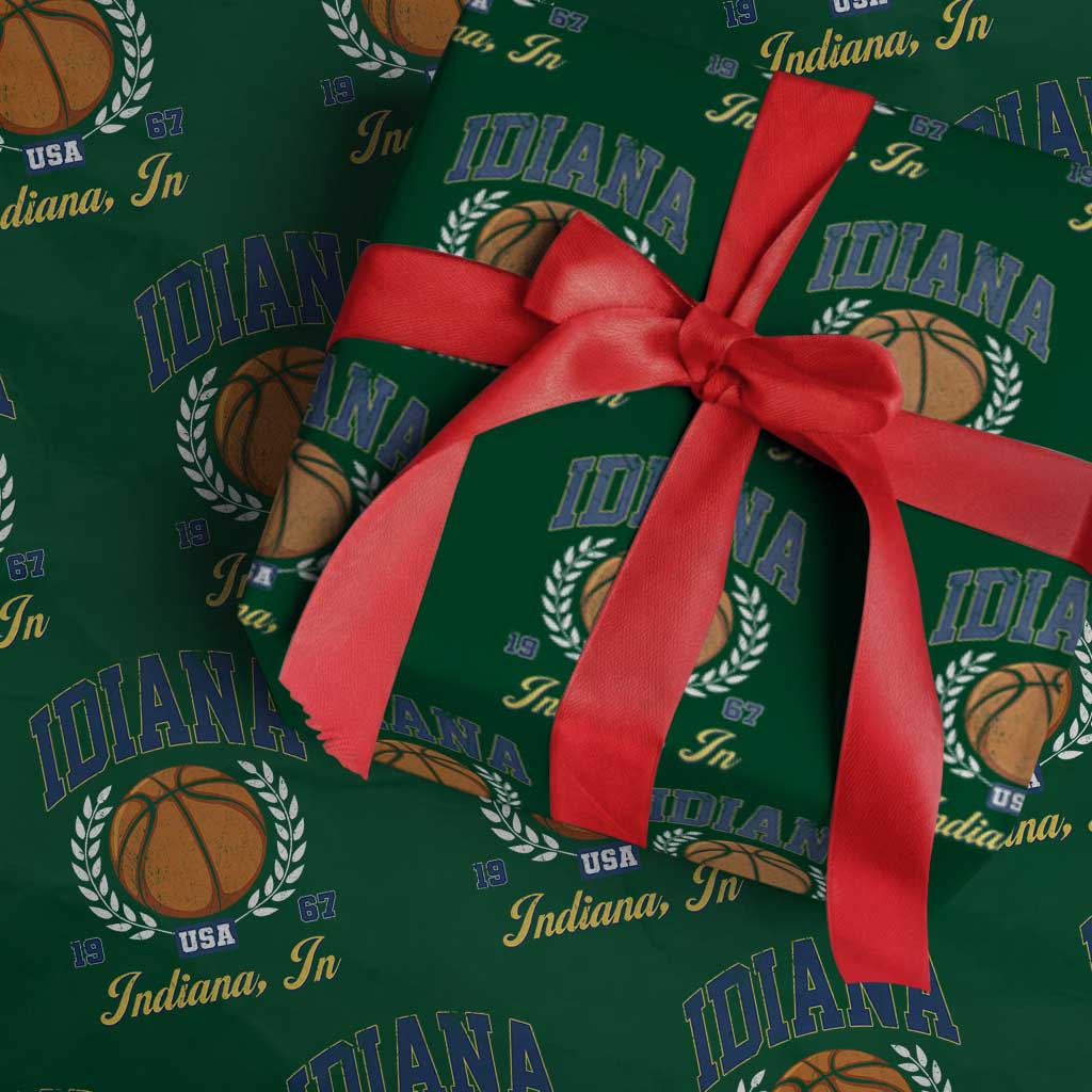 Vintage Indiana Basketball Graphic Wrapping Paper Roll Retro 1967 Sports Indianapolis IN Fan