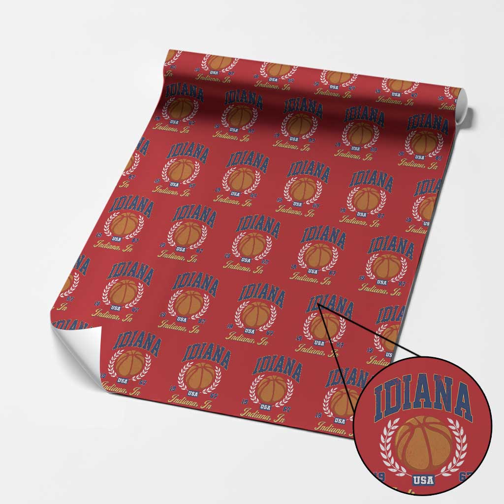 Vintage Indiana Basketball Graphic Wrapping Paper Roll Retro 1967 Sports Indianapolis IN Fan