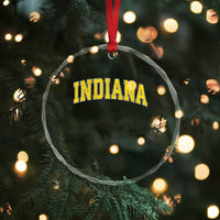Vintage Indiana IN Crystal Glass Ornament Retro Throwback Design Classic Yellow Athletic Sports TS02