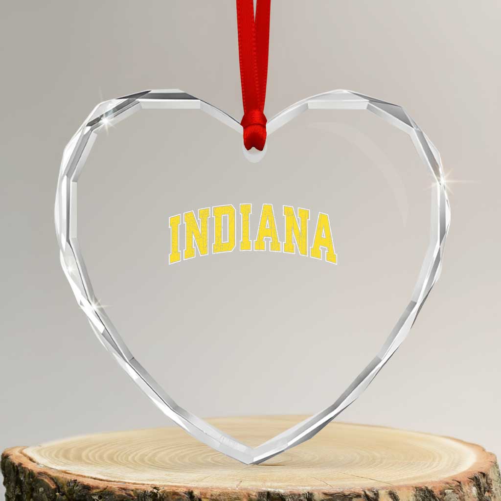 Vintage Indiana IN Heart Crystal Glass Ornament Retro Throwback Design Classic Yellow Athletic Sports - Wonder Print Shop