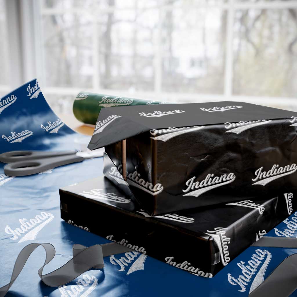 Vintage Indiana Retro Throwback Distressed Wrapping Paper Roll Retro Classic IN State Pride - Wonder Print Shop