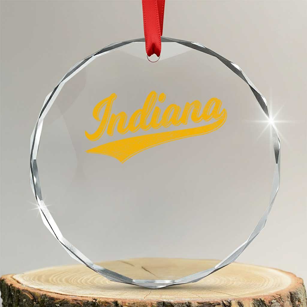 Vintage Indiana Retro Yellow Throwback Distressed Crystal Glass Ornament Retro Classic IN State Pride - Wonder Print Shop
