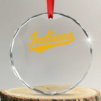 Vintage Indiana Retro Yellow Throwback Distressed Crystal Glass Ornament Retro Classic IN State Pride - Wonder Print Shop