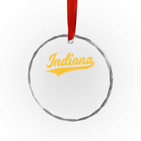 Vintage Indiana Retro Yellow Throwback Distressed Crystal Glass Ornament Retro Classic IN State Pride - Wonder Print Shop