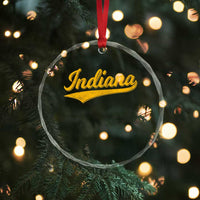 Vintage Indiana Retro Yellow Throwback Distressed Crystal Glass Ornament Retro Classic IN State Pride - Wonder Print Shop