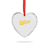 Vintage Indiana Retro Yellow Throwback Distressed Heart Crystal Glass Ornament Retro Classic IN State Pride - Wonder Print Shop