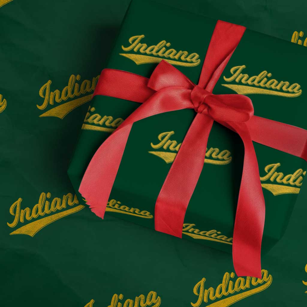 Vintage Indiana Retro Yellow Throwback Distressed Wrapping Paper Roll Retro Classic IN State Pride - Wonder Print Shop