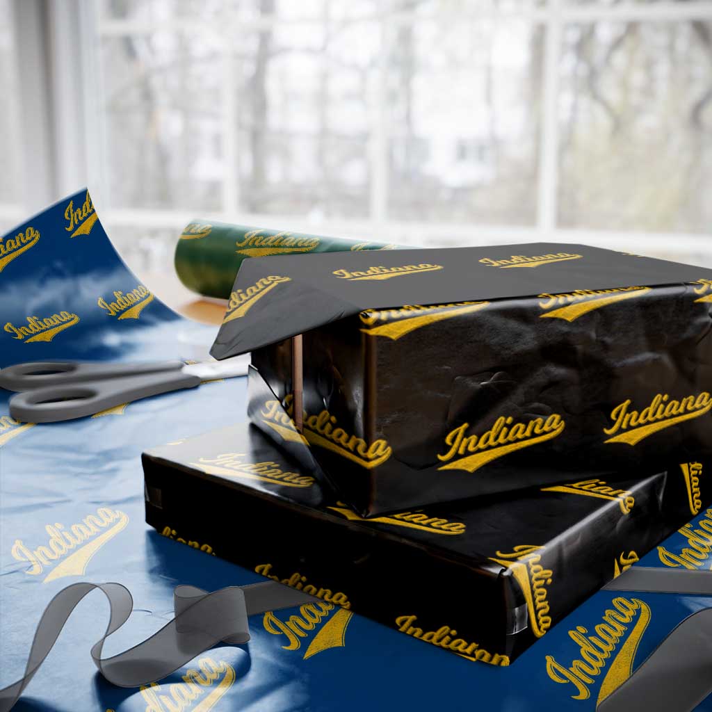 Vintage Indiana Retro Yellow Throwback Distressed Wrapping Paper Roll Retro Classic IN State Pride - Wonder Print Shop