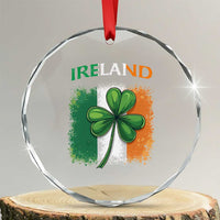 Vintage Ireland Shamrock Irish Flag St Patricks Day Crystal Glass Ornament