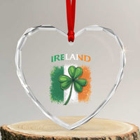 Vintage Ireland Shamrock Irish Flag St Patricks Day Heart Crystal Glass Ornament