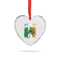 Vintage Ireland Shamrock Irish Flag St Patricks Day Heart Crystal Glass Ornament