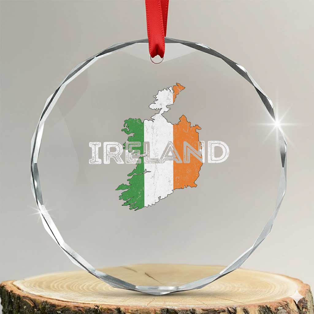 Vintage Irish Map Ireland Pride Souvenir Crystal Glass Ornament