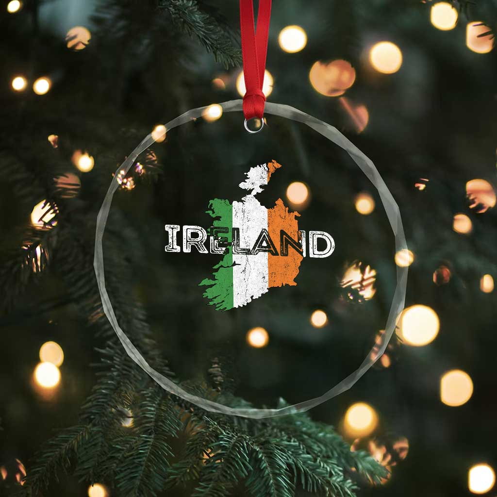 Vintage Irish Map Ireland Pride Souvenir Crystal Glass Ornament