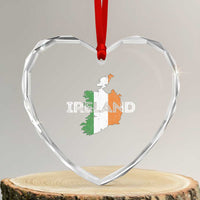Vintage Irish Map Ireland Pride Souvenir Heart Crystal Glass Ornament