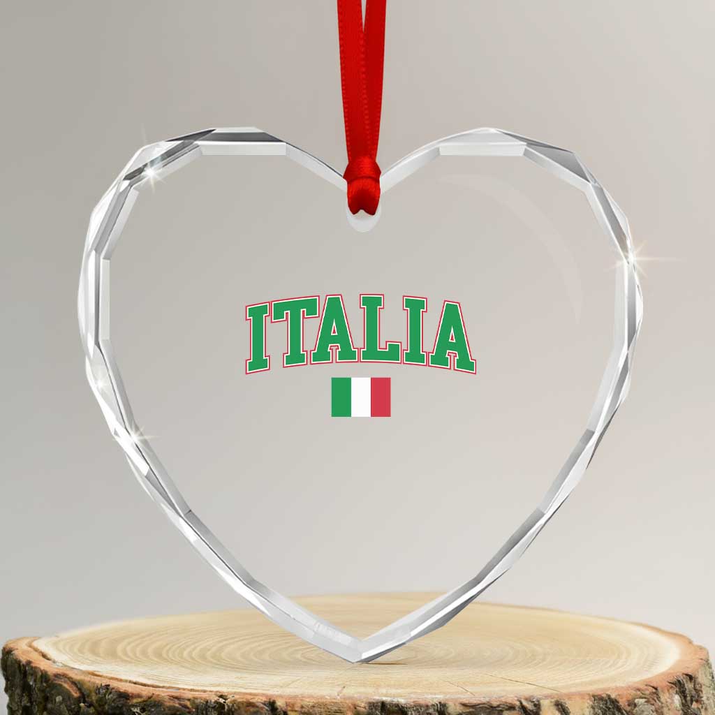 Vintage Italia Heart Crystal Glass Ornament Print Retro Varsity Italian Apparel - Wonder Print Shop