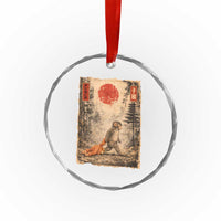 Vintage Japanese Baby Monkey Punch Crystal Glass Ornament Kawaii Macaque Ukiyo-e Art Funny