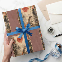 Vintage Japanese Baby Monkey Punch Wrapping Paper Roll Kawaii Macaque Ukiyo-e Art Funny