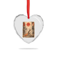Vintage Japanese Baby Monkey Punch Heart Crystal Glass Ornament Kawaii Macaque Ukiyo-e Art Funny