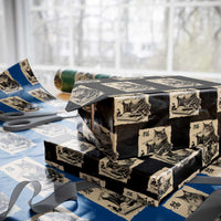 Vintage Japanese Cat Eating Sushi Wrapping Paper Roll Funny Maine Coon Kimono Gift