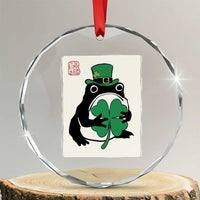Vintage Japanese Grumpy Frog Crystal Glass Ornament Lucky St Paddys Day