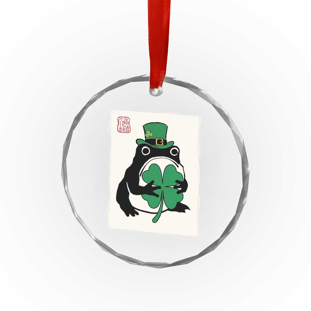 Vintage Japanese Grumpy Frog Crystal Glass Ornament Lucky St Paddys Day