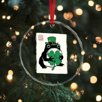 Vintage Japanese Grumpy Frog Crystal Glass Ornament Lucky St Paddys Day