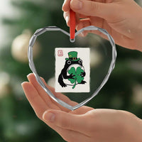 Vintage Japanese Grumpy Frog Heart Crystal Glass Ornament Lucky St Paddys Day