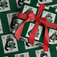 Vintage Japanese Grumpy Frog Wrapping Paper Roll Lucky St Paddys Day