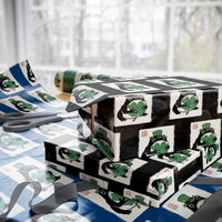 Vintage Japanese Grumpy Frog Wrapping Paper Roll Lucky St Paddys Day