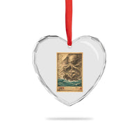Vintage Japanese Sea Monster Heart Crystal Glass Ornament Retro Mythology Newspaper Ukiyo-e Art