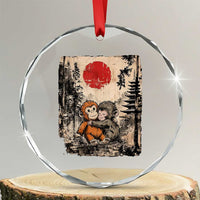 Vintage Japanese Ukiyoe Punch Baby Monkey Crystal Glass Ornament Kawaii Animal Gift